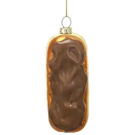The Bridge Collection 4" Chocolate Eclair Ornament - Novelty Dessert Donut with Chocolate Frosting Christmas Ornament
