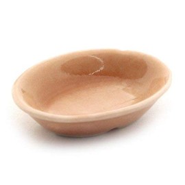 MyTinyWorld 4 x Dolls House Miniature 19mm x 26mm Salmon Glazed Ceramic Serving Dishs