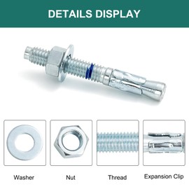 HROMIGRY 3/8" x 3" Concrete Anchors (15 Pack) 3/8 inch Wedge Anchors Bolts Zinc Plated