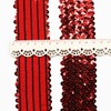 Length 5Yards，Wide 1.9 Inch Red Elastic Sequin Ribbon Trim for