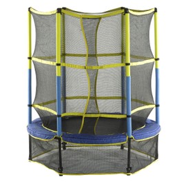 Upper Bounce 55" Kiddy Trampoline and Enclosure Set – Drop-Click Easy Assembly Round - Outdoor Trampoline for Kids, Supports Up to 120 lbs