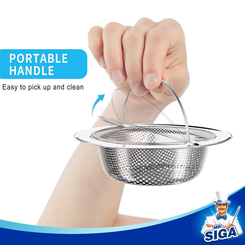 MR.SIGA Kitchen Sink Strainer, Stainless Steel Sink Drain Strainer, Dishwasher