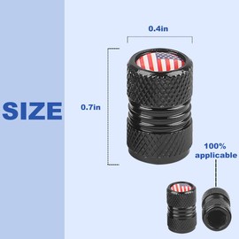 Zpana Ameican Flag Car Tire Valve Stem Caps, 4PCS Aluminum Alloy Vehicle Wheel Valve Protection Cover, Patriotic Auto Tyre Air Protector, Universal for Truck, Bicycle, Motorcycle (Black/Multicolor)