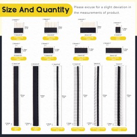 Mardatt 190 Pcs Male and Female Pin Header Connector Assortment Kit 4/6/8/10 Pins Stackable Shield Header and 2.54mm Breakaway PCB Board Pin Header Connectors