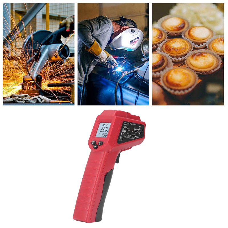 Infrared Thermometer Backlit LCD Light Indicator No Contact Temperature Meter