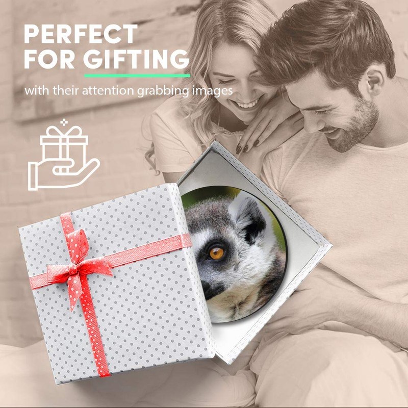 1 x Round MDF Magnet - Lemur Monkey Head Wildlife