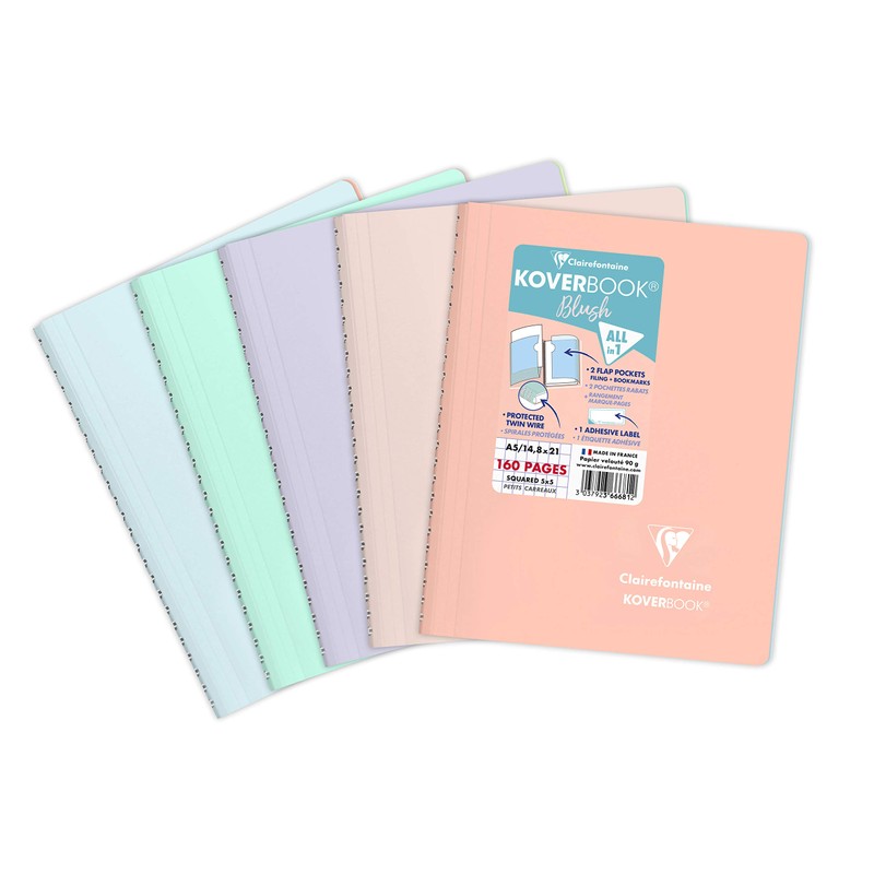 Clairefontaine 366681C Spiral Notebook Koverbook Blush, DIN A5, 14.8 x