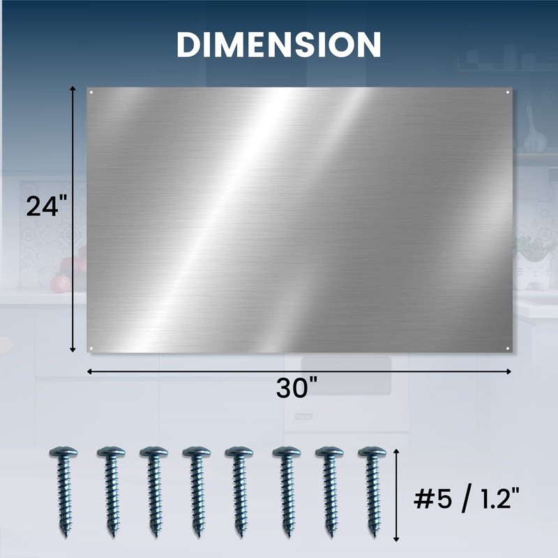 (2 Pack)24" x 30" Reversible Metal Backsplash Matching screws |