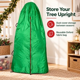 Upright Christmas Tree Storage Bag, Adjustable Oxford Fabric Dust Cover for Artificial Christmas Trees, Reusable Holiday Tree Storage Protector