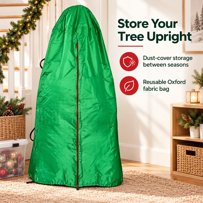 Upright Christmas Tree Storage Bag, Adjustable Oxford Fabric Dust Cover