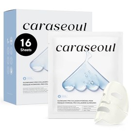 caraseoul Glowganic Pro Colágeno Vegano Mascarilla Hidrogel [16 uds]  Fórmula Suave con Niacinamida y Adenosina, Piel Luminosa e Hidratada, Cuidado K 