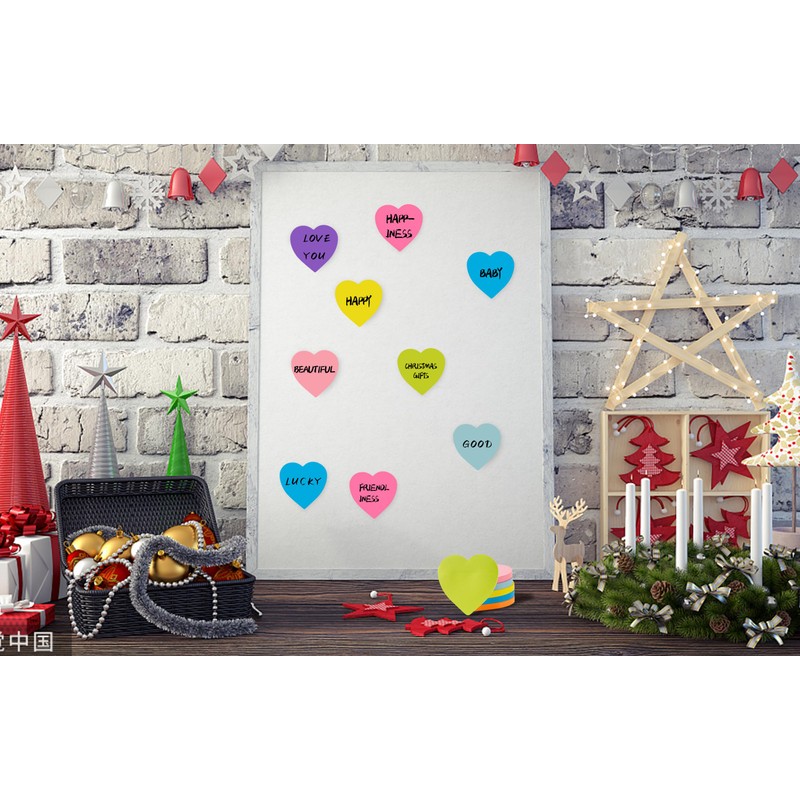 Heart Sticky Notes 3x3 in, 8 Pads, Super Cute Bright
