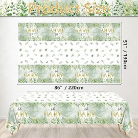 4 manteles rectangulares para baby shower de color verde salvia, 86 x 51 pulgadas, para decoración de mesa de baby shower de color verde salvia, para el hogar, género neutro, cumpleaños,