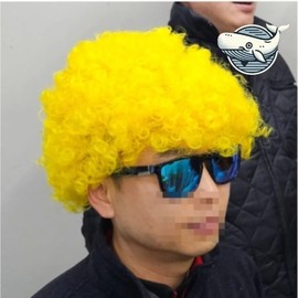 Styling wig for producing yellow curly hair (WFHJ3HS) / 노란 컬 뿌글머리 연출용 스타일링 가발 촬영용 (WFHJ3HS)