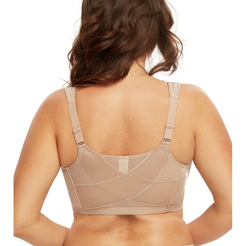 DotVol Women's Full Figure Front Closure Wirefree Jacquard Back Support