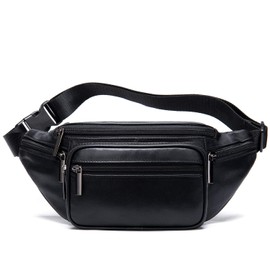 Fashion Fanny Packs for Women Luxury Lambskin Leather Waist Bag For Party Club Hands-Free Hip Purse Belt Pouch Bumbag Black