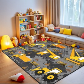 CAFCIOYG Construction Rugs for Boys Room Play Mat for Cars and Trucks PlayMat Kids Rugs for Playroom Car Carpet for Kids Room Construction Decor for Boys Room,Grey 3'×4'