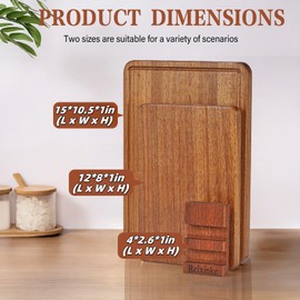 Thick Wood Cutting Board – Single Piece Non-Slip Wooden Cutting Board for Kitchen with Stand, Handle, Juice Groove, No Cracks or Splinters, Ideal for Prep and Serving(Natural color, One Size)