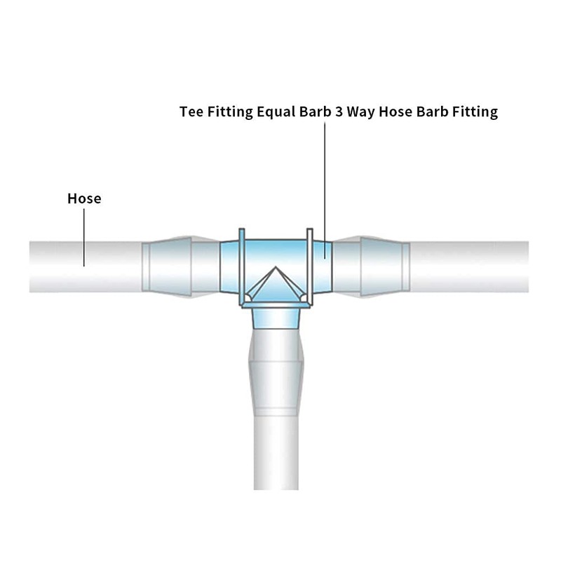 ANPTGHT 1/8" Tee Fitting Equal Barb 3 Way Hose Barb
