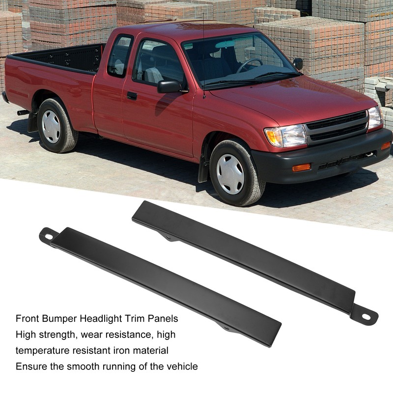 Front Bumper Headlight Trim Panels Black 1 Pair Replacement for
