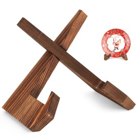 ANBEEISS Plate Stand Stand, Wooden Plate Holder, 8.78 Inch Book Stand Wood, Plate Holder Display Stand, Book Stand, Cookbook Holder, Wooden Plate Stand for Art Books Picture Plate Holder