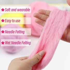 Uiopa Needle Felting Wool, 100g Felting Wool Soft Wool Roving Yarn, Light Green Wool Roving for Needle Felting, Wet Felting, Felting Projects, DIY Crafts