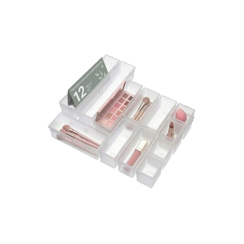 12-Piece Drawer Organiser Set - Modular Organiser System for Kitchen,