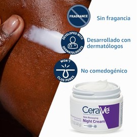 Sistema de renovación CeraVe | Skin Renewing Face Moisturizer with Hyaluronic Acid & Peptides, Night Cream For Men & Women, Anti-Aging Face Cream, Dai