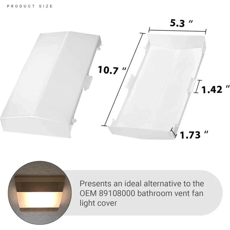 CALPALMY Exact Replacement 89108000 Bathroom Vent Fan Light Lens Cover