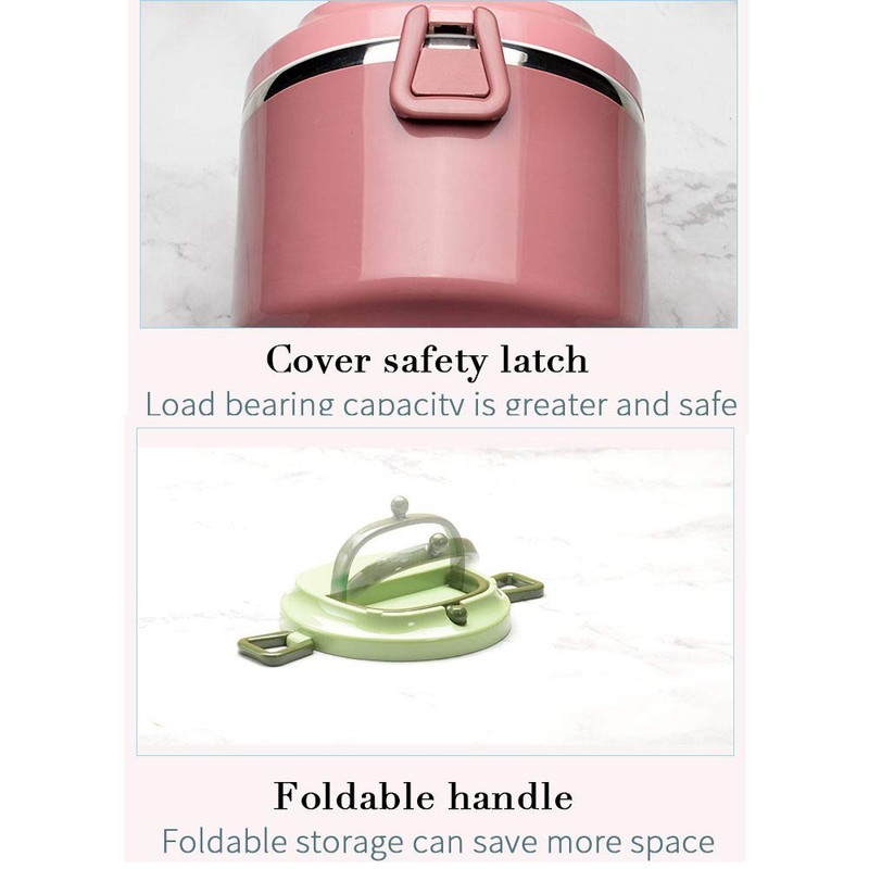 SANQIAHOME 3-Layer Stackable Stainless Steel Lunch Box, Leak-Proof, Green