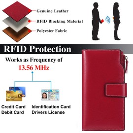 SENDEFN Ladies Purse,Large Capacity Genuine Leather Women's Wallet with Multiple Card Slots