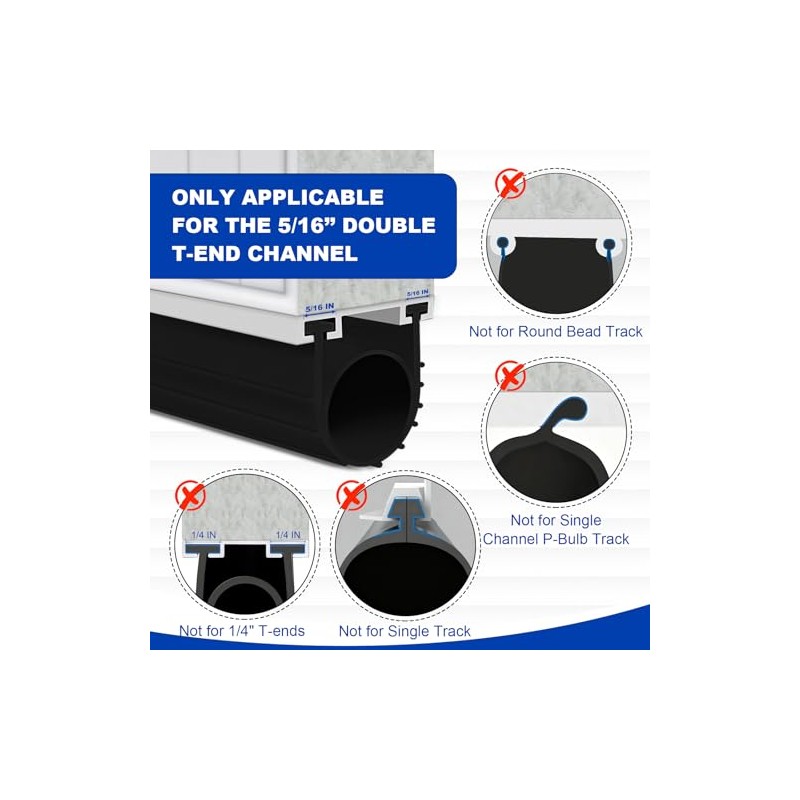 DGSL Garage Door Seals Bottom Rubber Weather Stripping Kit Seal