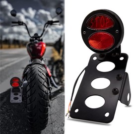 Rich Choices Motorcycle Tail Lights with Side License Plate Bracket Brake Lights Integrated Stop Light Waterproof Aluminum Universal 12V for Sportster 883 1200 Cruiser Bobber Chopper