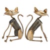 Metal Cat Figurine Innvoative Fun Hand Crafted Spring Cat Sculpture