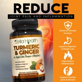 Zella Health Turmeric & Ginger with Apple Vinegar & Bioperine 2 Month Supply