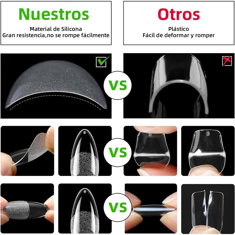 Uñas Postizas, kit Uñas soft gel 500pcs, Tips para uñas