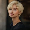 QUEENTAS Peluca Rubia Corta, Pelucas De Corte Pixie Para Mujeres