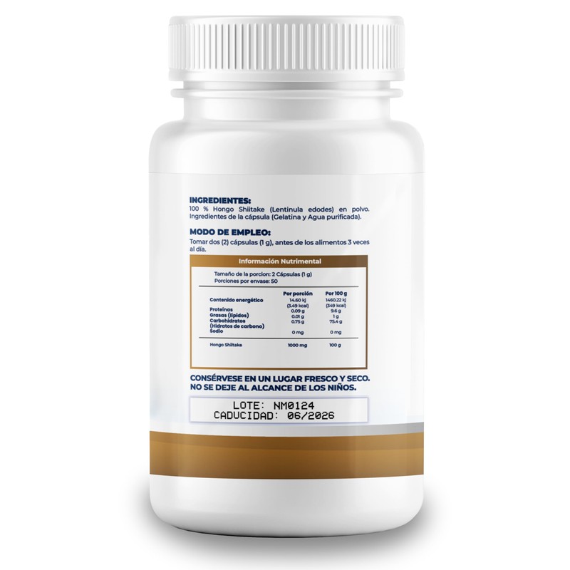 Shiitake 100 Cápsulas 500 mg - Exctracto Natural