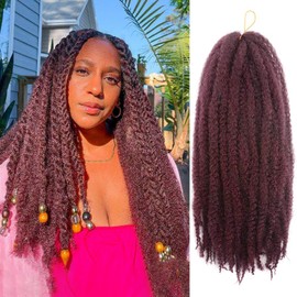 ToyoTress Marley Hair Crochet Braids - 16 Inch 6 Packs 99J Burgundy, Afro Kinky Curly Marley Twist Braids Synthetic Twist Crochet Braiding Hair Extensions(16 Inch, 99J-6P)