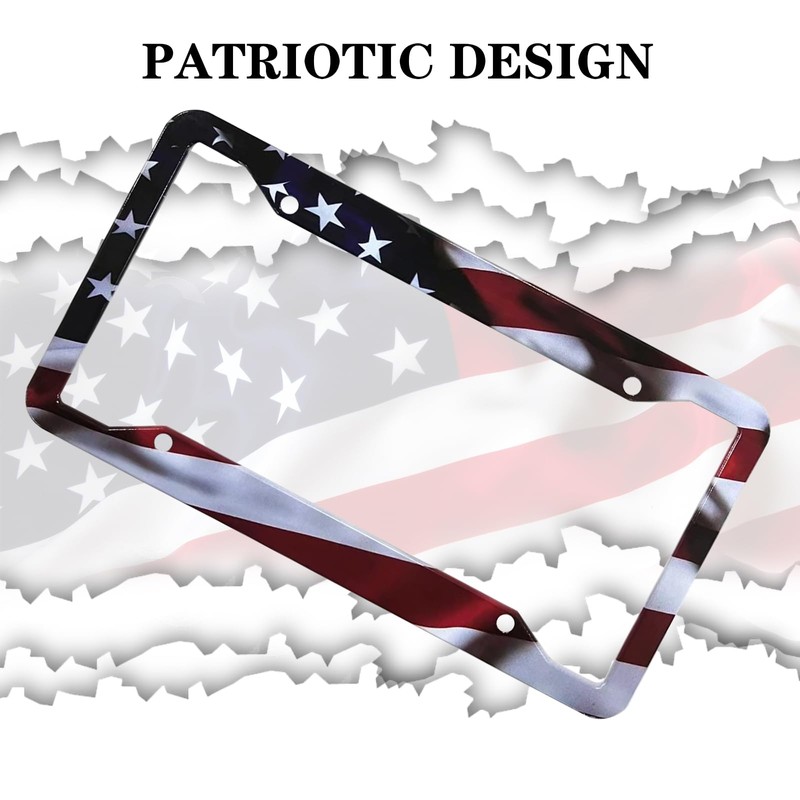 American Flag License Plate Frames - 2 Pack Front Rear