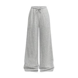 RoseSeek Girl's Wide Leg Baggy Sweatpants Sports Elastic Waist Long Track Pants Trousers with Pockets Light Grey 10Y