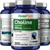 NusaPure Choline Bitartrate 650 mg 200 Veggie Capsules (Vegetarian, Non-GMO,