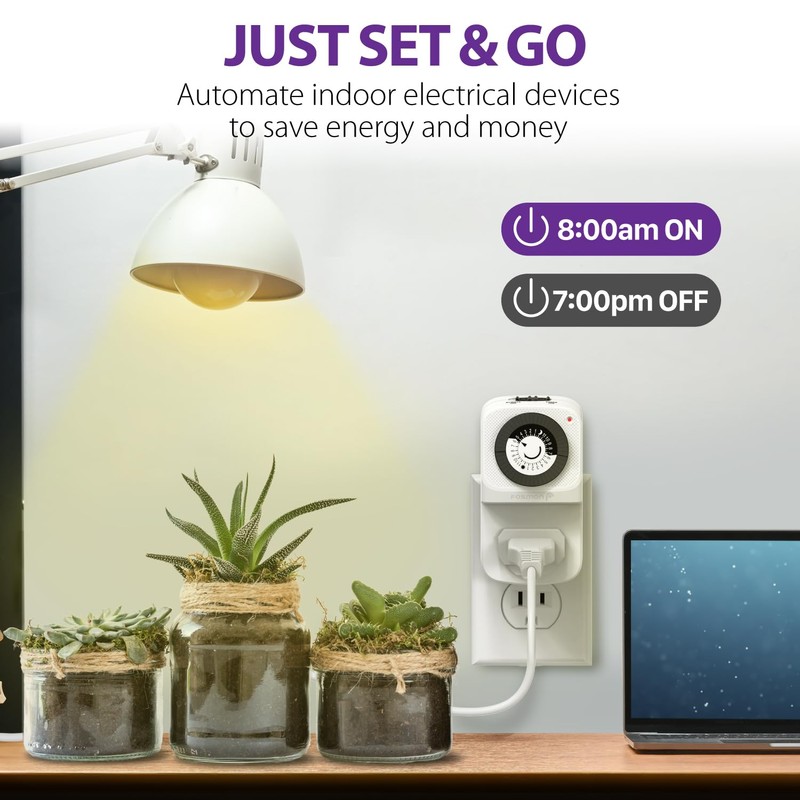 Fosmon 24 Hour Outlet Timer for Electrical Outlets, Indoor Mechanical