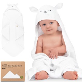 KeaBabies Hooded Baby Towel for Newborn - Viscose Derived from Bamboo Large Baby Bath Towels with Hood for Boys, Girls, Toddler, Extra Absorbent & Soft Newborn Bath Essentials (Lamb, Regular)