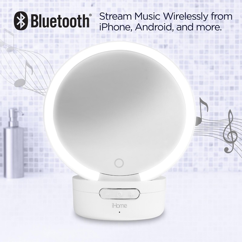 iHome Makeup Mirror with Lights and Bluetooth Speaker, Travel Mirror