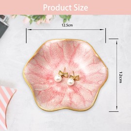 Bliceon Ceramic Trinket Dish and Ring Holder - Decorative Jewelry Tray for Rings, Keys and Small Items - Gift for Women, Mothers, Weddings, Bridal Showers and Birthdays - Pink