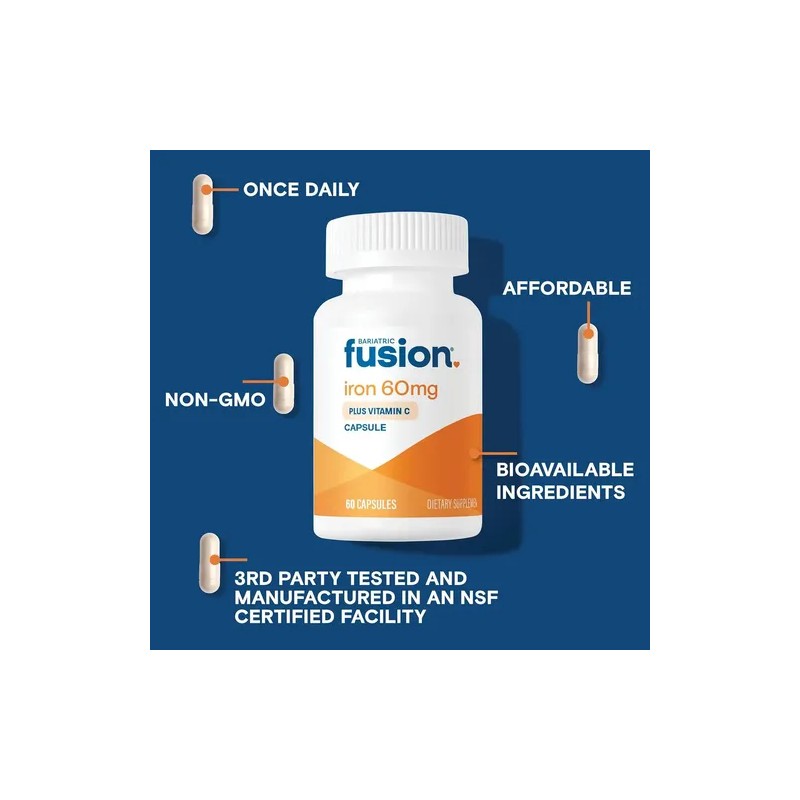 Bariatric Fusion Hierro 60mg Vitamina Suplemento Vegano Sabor