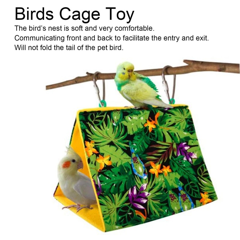 Topyond Pet Bird Nest Hammock,Triangle Shade Parrot Hut Tent,Hanging Bird
