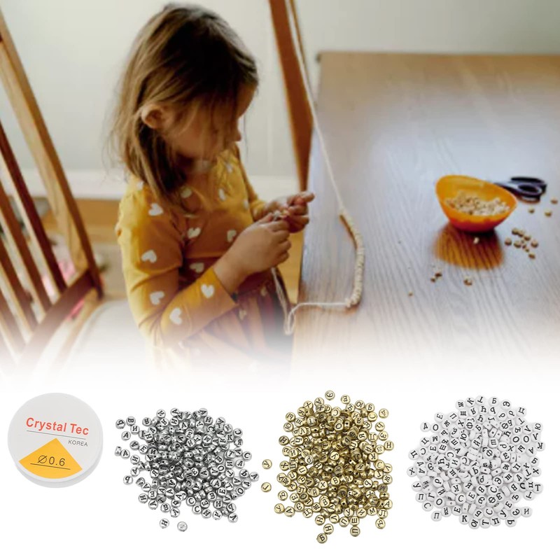 Russian Alphabet Beads, Gifts 601 Pieces Alphabet Beads for Necklaces