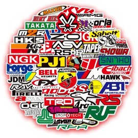 Stickers carreras de vinilo 100 pack, Stickers Racing Pegatinas con diseños Únicos para Laptops, Termos, Celulares, Guitarras, Patinetas, etc. Calcomanias Decorativas (Paquete de 100, Carreras)